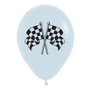 Anagram Racing Flags Latex Balloons 6 Pack Black & White 30 cm