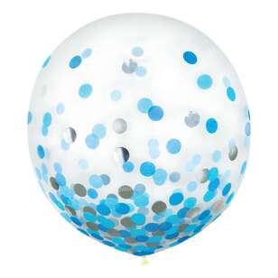 Anagram 60 cm Latex Confetti Balloon Blue & Silver 60 cm