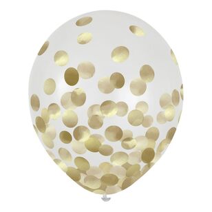 Anagram 30 cm Latex Confetti Balloon Gold 30 cm