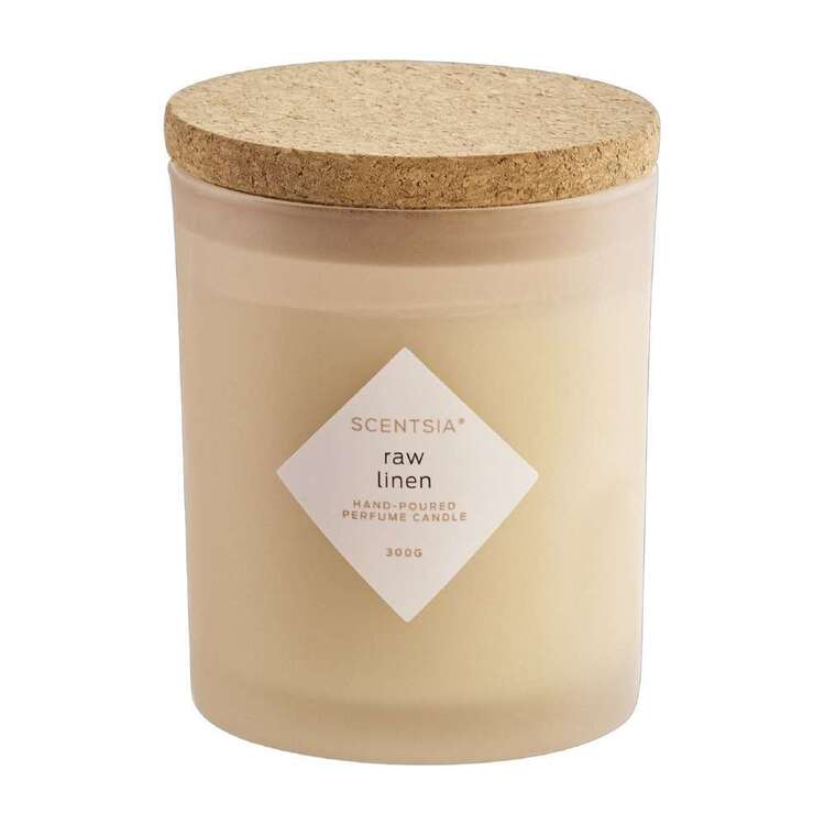 Scentsia Raw Linen Scented 300g Candle With Cork Lid