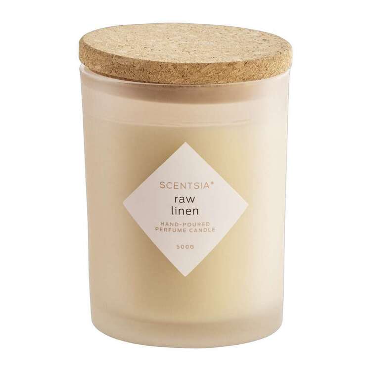 Scentsia Raw Linen Scented 500g Candle With Cork Lid