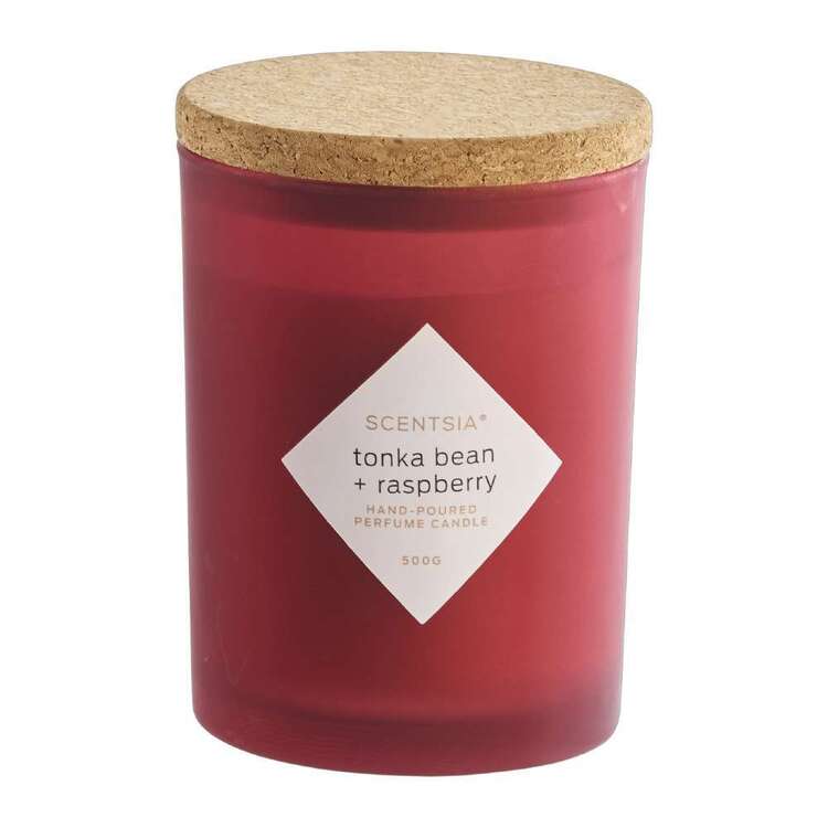 Scentsia Tonka Bean & Raspberry Scented 500g Candle With Cork Lid