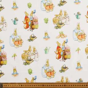 Peter Rabbit Garden Friends Printed Cotton Sheeting White & Multicoloured 150 cm