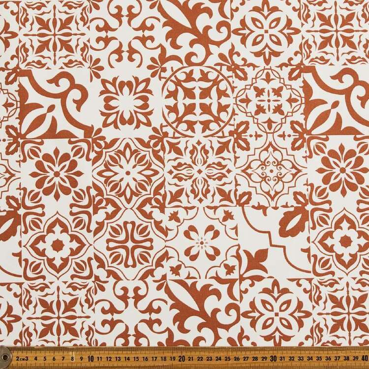 Venice Tile Thermal Curtain Fabric Clay Natural 120 cm