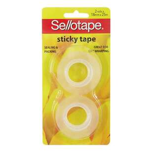 Sellotape Sticky Tape Refill 2 Pack Clear 18 mm x 25 m