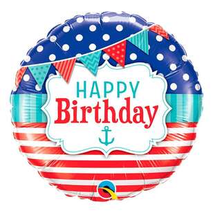 Qualatex Happy Birthday Nautical Latex Balloon Multicoloured 46 cm