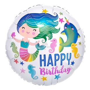 Qualatex 17'' Happy Birthday Ocean Fun Mermaid Foil Balloon Multicoloured 43 cm