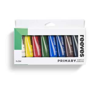 Reeves 8 x 22 ml Acrylic Paint Set Primary