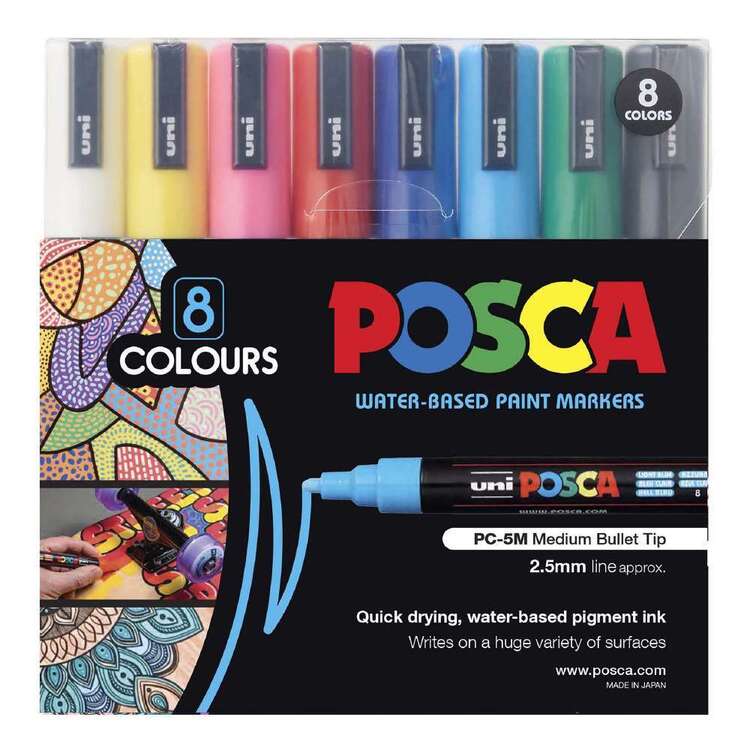  [5 Pens Set!!] uni Posca Poster Color Marker Medium Size  PC-5M, White : Office Products
