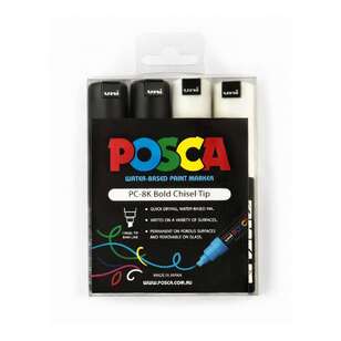 POSCA PC-8K 4 Pack Poster Markers Black & White