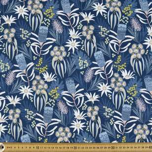 Jocelyn Proust Moonlit Flora Digital Printed Montreaux Drill Fabric Navy 112 cm