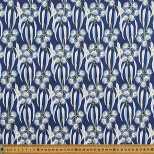 Jocelyn Proust Tasmanian Blue Gum Digital Printed Montreaux Drill Fabric Blue & Yellow 112 cm