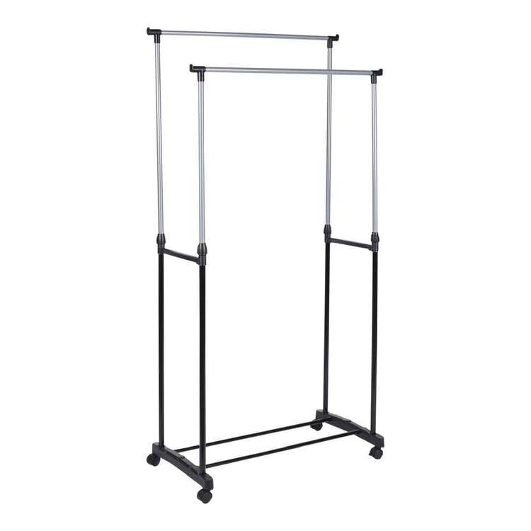 Living Space Double Garment Rack With Wheels Stainless Steel