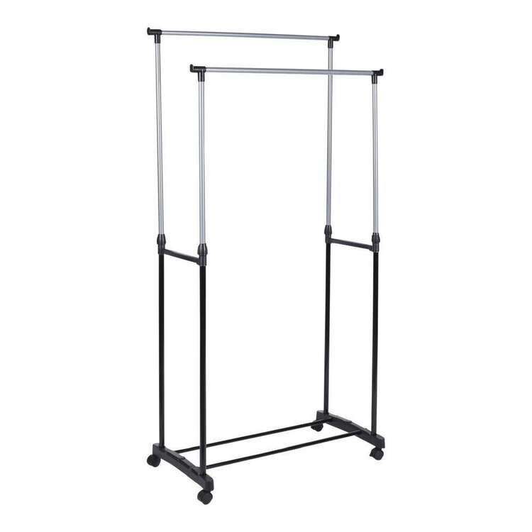 Living Space Double Garment Rack With Wheels Stainless Steel living-space-double-garment-rack-with-wheels-stainless-steel