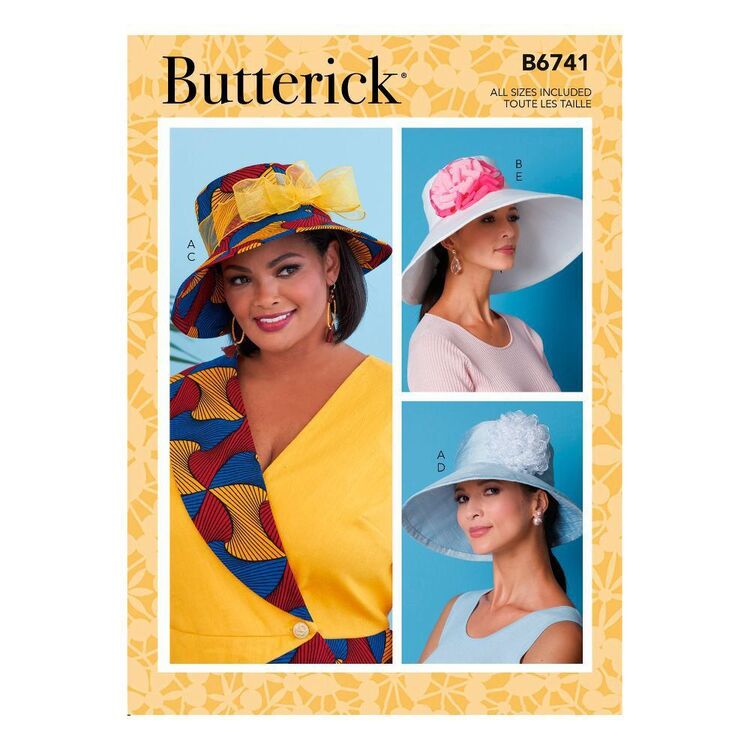 Butterick Sewing Pattern B6741 Misses' Hats With Ribbon, Flowers & Bow Small - X Large
