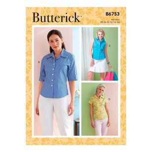 Butterick Sewing Pattern B6753 Misses'/Misses' Petite Button-Down Shirts