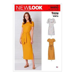 New Look Sewing Pattern N6650 Misses' Knit Dress With Sleeve & Length Variations 10 - 22