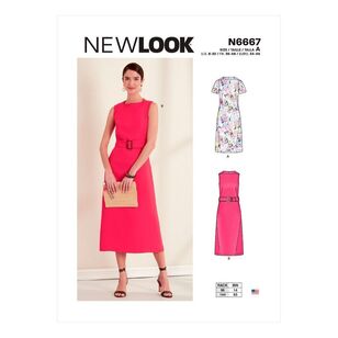 New Look Sewing Pattern N6667 Misses' Shift Dresses With French Darts, With Or Without Sleeves 10 - 22