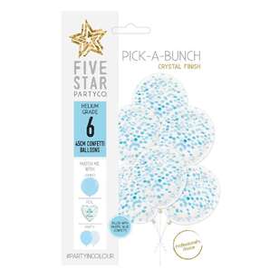 Five Star Confetti Balloon 6 Pack Blue 45 cm
