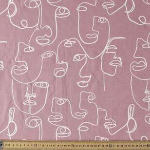 Faces Printed 132 cm Cotton Linen Fabric Antique Pink 132 cm