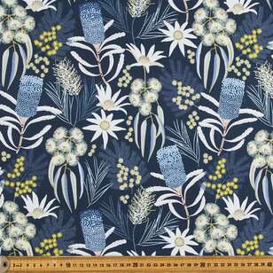 Jocelyn Proust Moonlight Flora Printed Cotton Canvas  Navy 150 cm