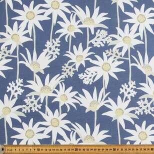 Jocelyn Proust Flannel Flower Printed Cotton Canvas  Indigo 150 cm