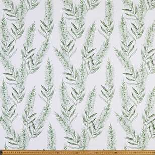 Native Bottlebrush 150 Cotton Slub Fabric White & Green 150 cm