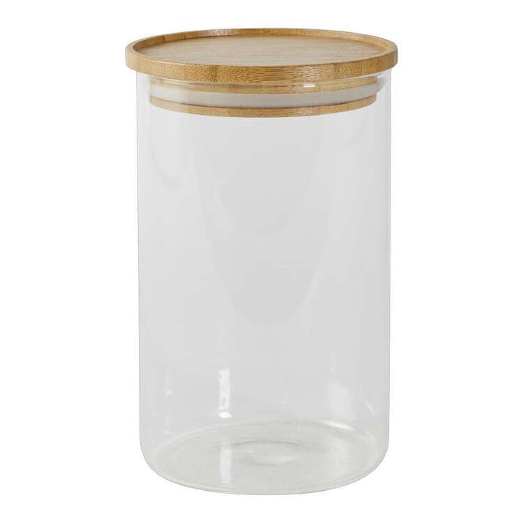 Culinary Co 1L Glass Canister With Bamboo Lid Clear 1 L