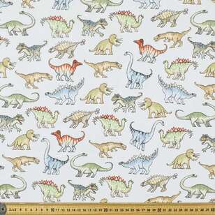Dinos Printed 112 cm Flannelette Fabric Grey 112 cm