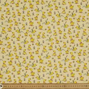 Puddle Pals Printed 112 cm Flannelette Fabric Yellow 112 cm