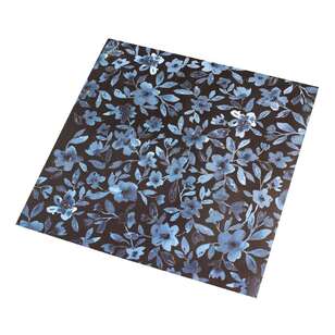American Crafts 12X12 in Vinyl Black Blue Black Paintery Floral 12 x 12 in