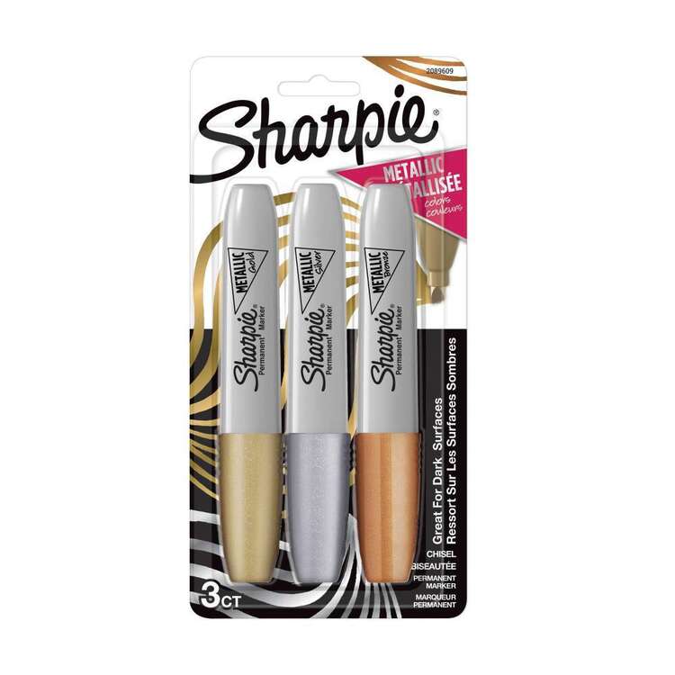 Sharpie 3 Pack Metallic Permanent Markers With Chisel Tip