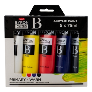 Jasart Byron 75 ml Warm Primary Acrylic Paint Set 5 Pack