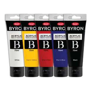 Jasart Byron 75 ml Warm Primary Acrylic Paint Set 5 Pack