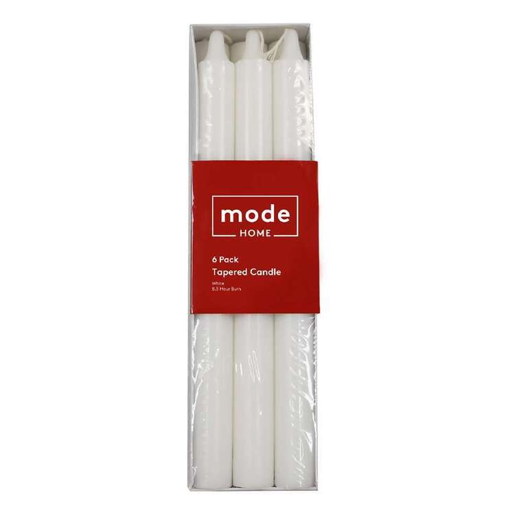 Mode Tapered Candles 6 Pack White 24 x 7 cm