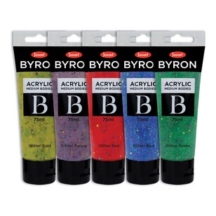 Jasart Byron 75 ml Glitter Acrylic Paint Set 5 Pack Multicoloured