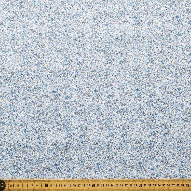 Country Garden TC Blue Blossom Printed 112 c m Poly Cotton Fabric Blue 112 cm