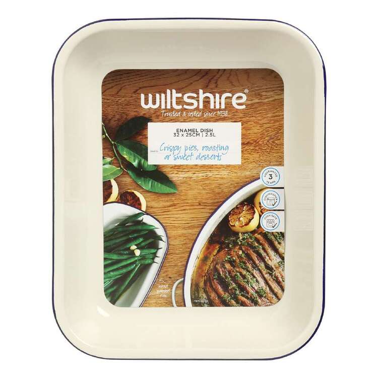 Wiltshire Enamel Oblong Baking Dish White 2.5 L