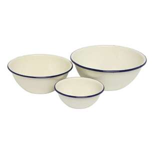 Wiltshire Enamel Set Of 3 Mixing Bowls White
