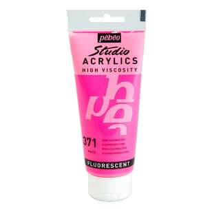 Pebeo Studio Acrylics Paint Tube Fluorescent Pink 371 100 mL