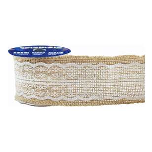 Celebrate Poly Lace 60 mm Hessian Ribbon Natural 60 mm x 2 m