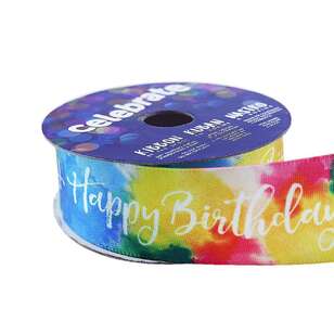Celebrate Birthday Satin Ribbon Multicoloured 25 mm x 2 m