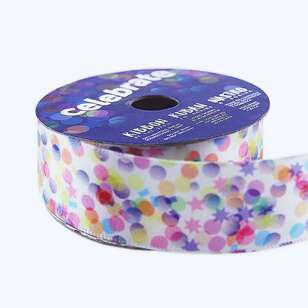 Celebrate Confetti Satin Ribbon Multicoloured 25 mm x 2 m