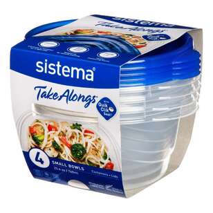 Sistema Take Alongs 760 mL Round Containers 4 Pack Clear 760 mL