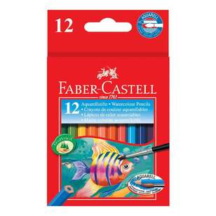 Faber Castell Classic Half Length 12 Pack Watercolour Pencils Multicoloured