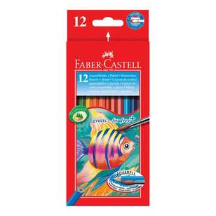 Faber Castell Classic 12 Pack Watercolour Pencils Multicoloured