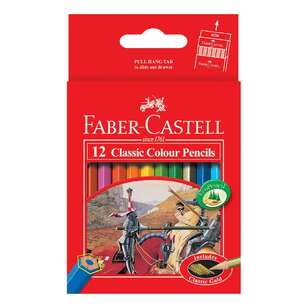 Faber Castell Classic Half Length 12 Pack Colour Pencils Multicoloured