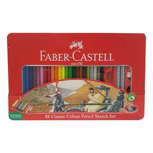 Faber-Castell Classic Colours Pencil Tin 48 Pack Multicoloured