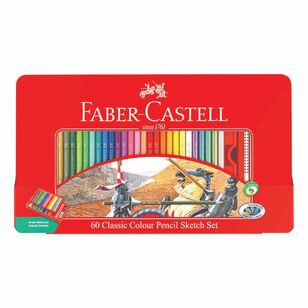 Faber-Castell Classic Colours Pencil Tin 60 Pack Multicoloured