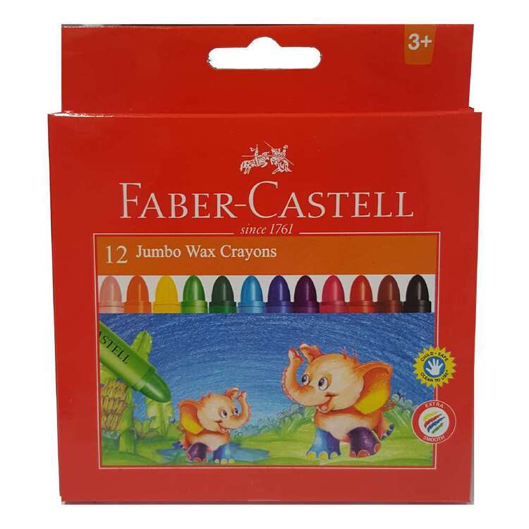 Faber Castell Jumbo 12 Pack Wax Crayons